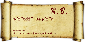 Máté Baján névjegykártya
